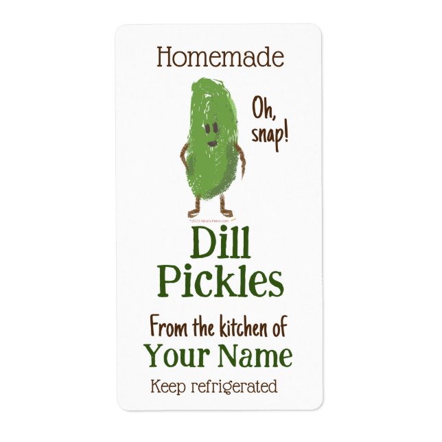 Homemade Dill Pickles Personlig Cute Cucumber Fraktsedel (Framsidan)