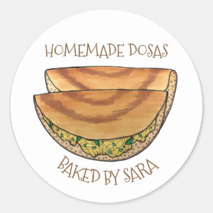 Homemade Dosas Indian Masala Dosa Baked Runt Klistermärke