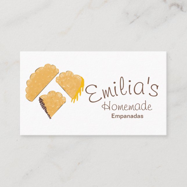 Homemade Empanadas Business Hand plockade Logotyp Visitkort (Framsida)