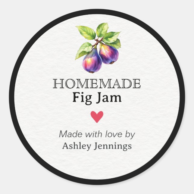 Homemade Fig Jam Label Canning Sticker Runt Klistermärke (Framsida)