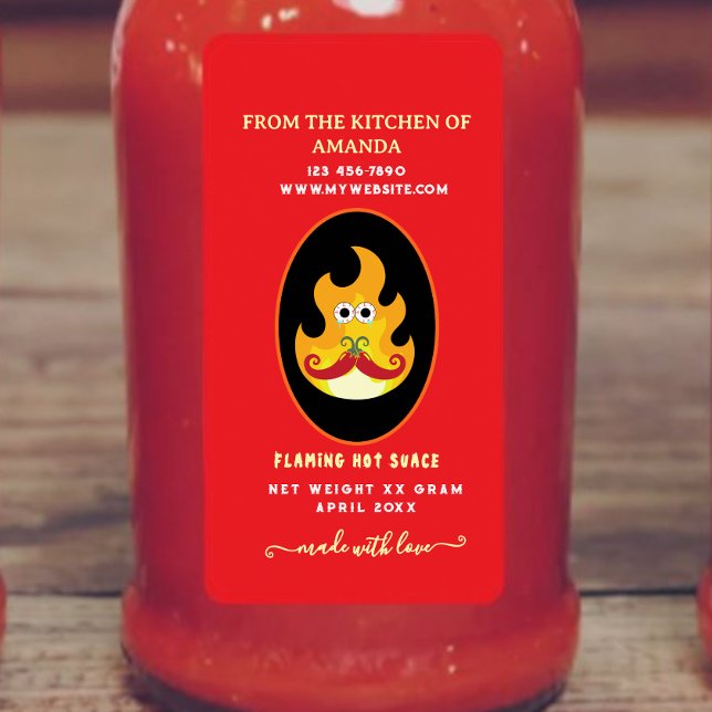 Homemade Flaming Anpassningsbar Hett Sauce-etikett Adressetikett (Skapare uppladdad)