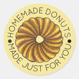 Homemade Fransk Twist Doughnut tillverkad av köket Runt Klistermärke