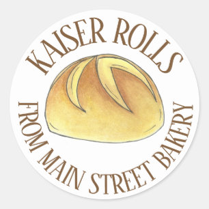 Homemade Fresh Bakery Kaiser Bread Rolls Runt Klistermärke