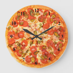 Homemade Ham Peppers Pepperoni Pizza Time Stor Klocka