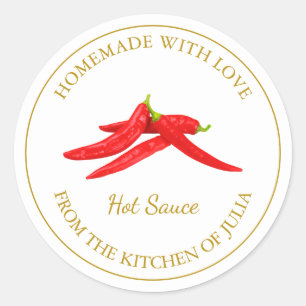 Homemade Hett Sauce-etikett Vit Runt Klistermärke
