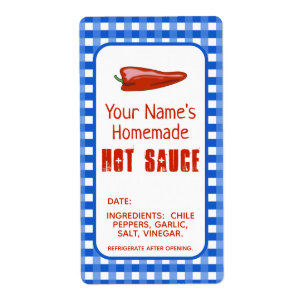 Homemade Hett Sauce Label Chili Pepper Blue Anpass Fraktsedel
