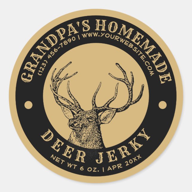 Homemade Hjort Jerky-etikett - etikett - etiketten (Framsida)