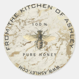 Homemade Honung Kitchen Marble Bee Webben Sepia Runt Klistermärke