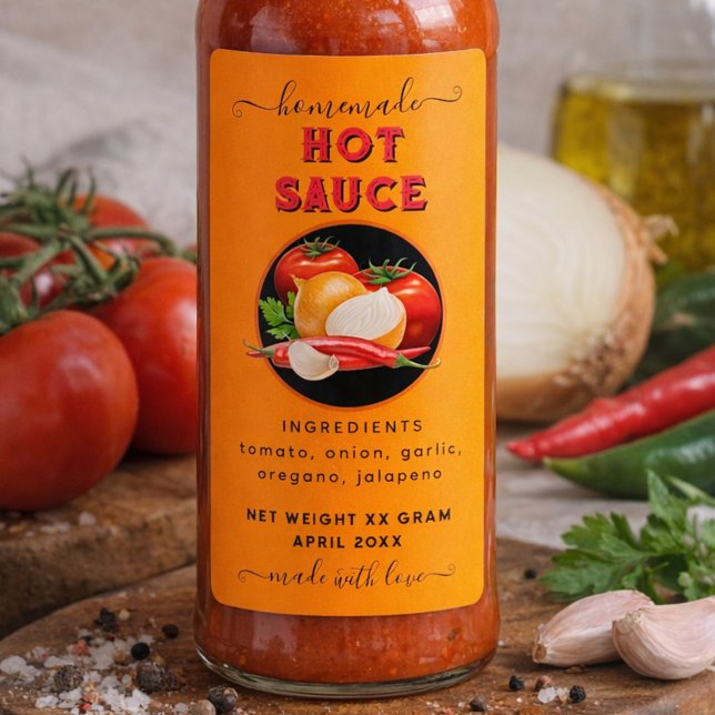 Homemade hot sauce orange label adressetikett (Skapare uppladdad)
