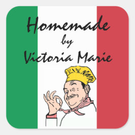 Homemade Italy Food Personlig Fyrkantigt Klistermärke