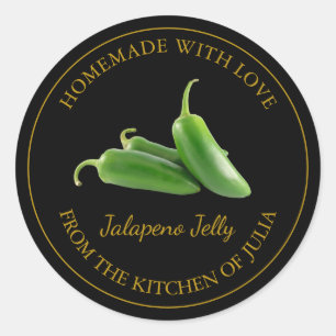 Homemade Jalapeno Jelly Label Svart Runt Klistermärke
