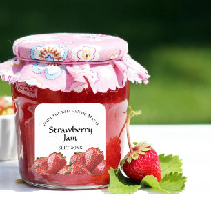 Homemade Jelly Strawberry Sylt Burk etikett Sticke