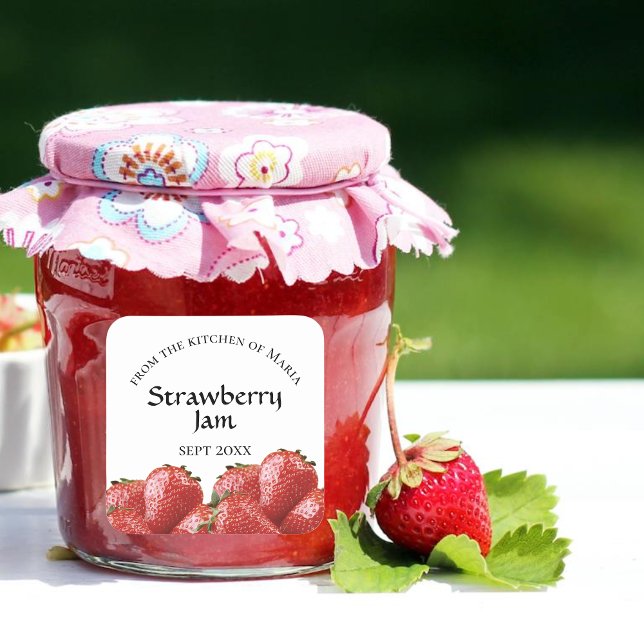 Homemade Jelly Strawberry Sylt Burk etikett Sticke (Skapare uppladdad)