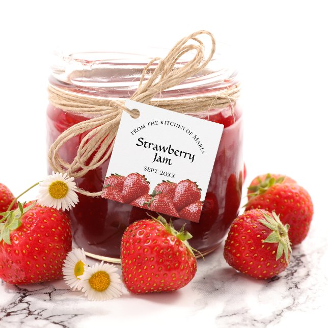 Homemade Jelly Strawberry Sylt Burk Märkre med Rop Gåvor Etiketter (Skapare uppladdad)