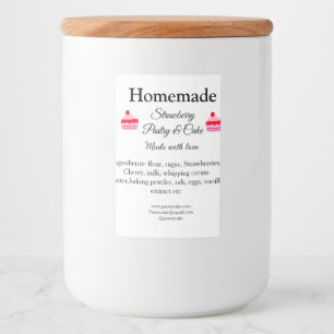 Homemade jordgubbspaket tillverkat med kärlek tex mat etikett