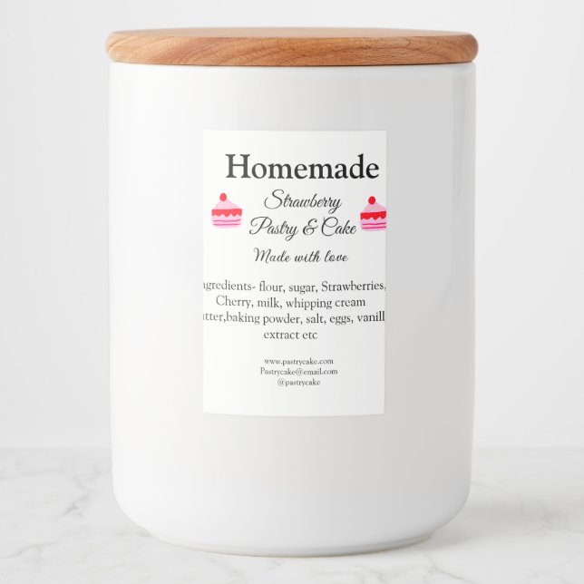 Homemade jordgubbspaket tillverkat med kärlek tex mat etikett (Framsida)