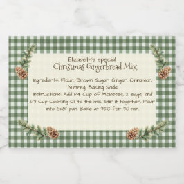 Homemade jul Baking Mix Gingham Gräs Cones Mat Etiketter