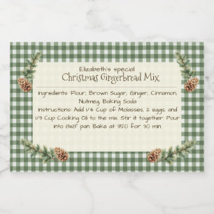 Homemade jul Baking Mix Gingham Gräs Cones Mat Etiketter