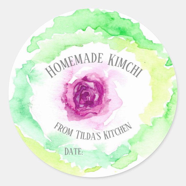 Homemade Kimchi Cabbage Canning Burk etikett (Framsida)