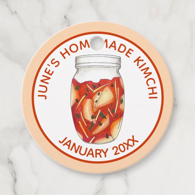 Homemade Kimchi Fermented Cabbage Korean Food Gåvor Etiketter (Framsida)