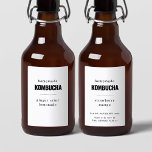 Homemade Kombucha-etiketter Vinetikett<br><div class="desc">Homemade Kombucha-etiketterna innehåller en personlig som tappas från datum och ett presentmeddelande (om så önskas) i en ren,  modern utformning.</div>
