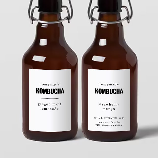 Homemade Kombucha-etiketter Vinetikett (Skapare uppladdad)