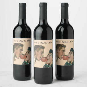 Homemade Kväll Apple Vin Retro stil  bita Vinflaska Etikett