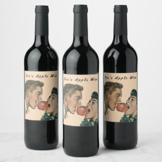 Homemade Kväll Apple Vin Retro stil  bita Vinflaska Etikett