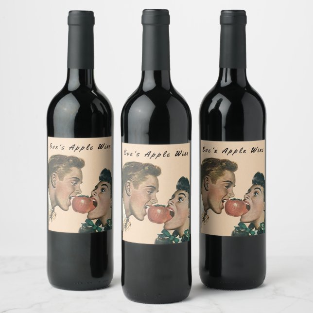 Homemade Kväll Apple Vin Retro stil  bita Vinflaska Etikett (Flaskor)
