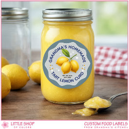 Homemade Lemon Curd Canning Jar Labels Runt Klistermärke