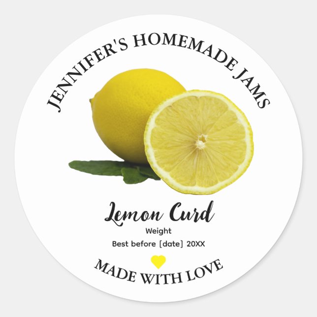 Homemade Lemon Curd Sylt Burk etikett (Framsida)