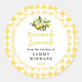 Homemade Lemonade Drink-etikett Runt Klistermärke