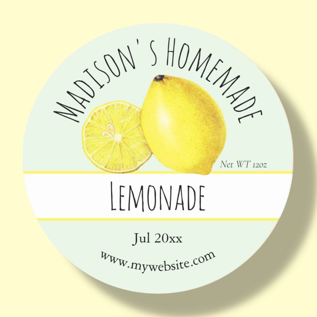 Homemade Lemonade-etiketter Runt Klistermärke (Skapare uppladdad)