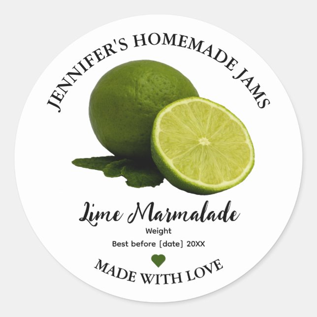 Homemade Lime Marmalade Sylt Burk etikett (Framsida)