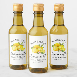 Homemade Limoncello Calligraphy Watercolor Lemons Vinetikett