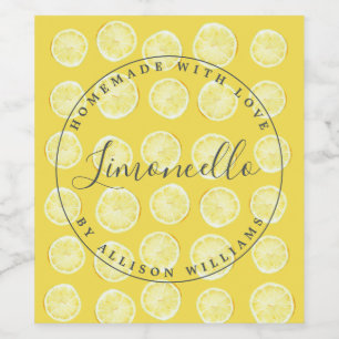 Homemade Limoncello Flaska-etikett Bright Gult Vinflaska Etikett