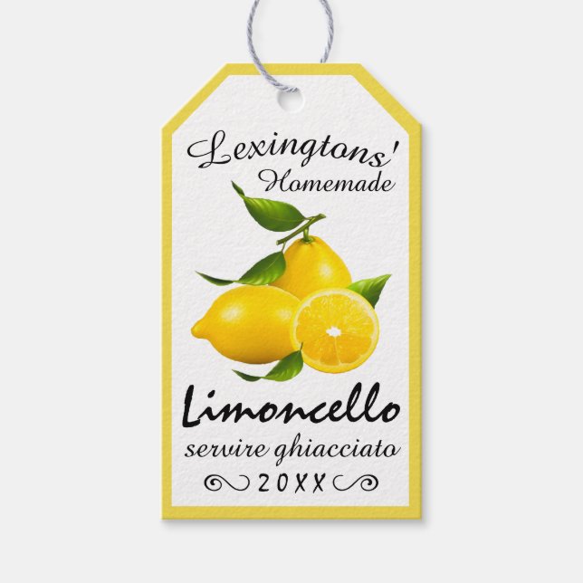 Homemade Limoncello Flaska hängMärkre | Presentetikett (Framsidan)