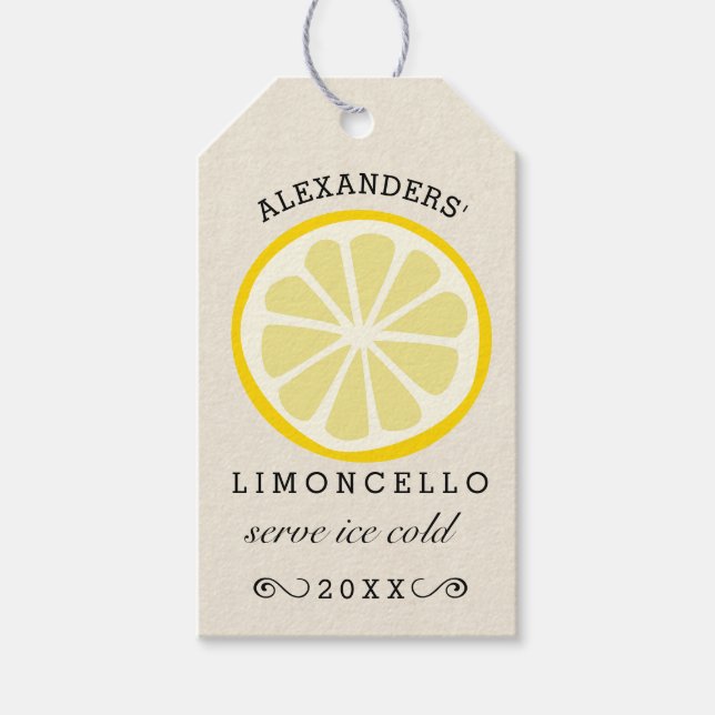 Homemade Limoncello Lemon Slice Presentetikett (Framsidan)