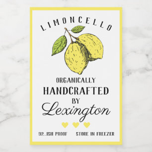 Homemade Limoncello Liqueur Small Flaska  Mat Etikett