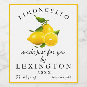 Homemade Limoncello Tall Flaska-etikett Vinflaska Etikett