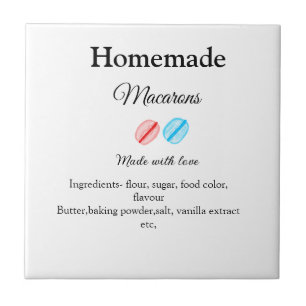 Homemade macarons tillsätter ingredienser som till kakelplatta