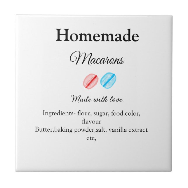 Homemade macarons tillsätter ingredienser som till kakelplatta (Framsidan)
