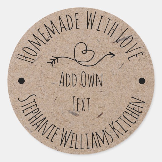 Homemade med Kärlek Kraft Papper etikett | HAND PL (Framsida)