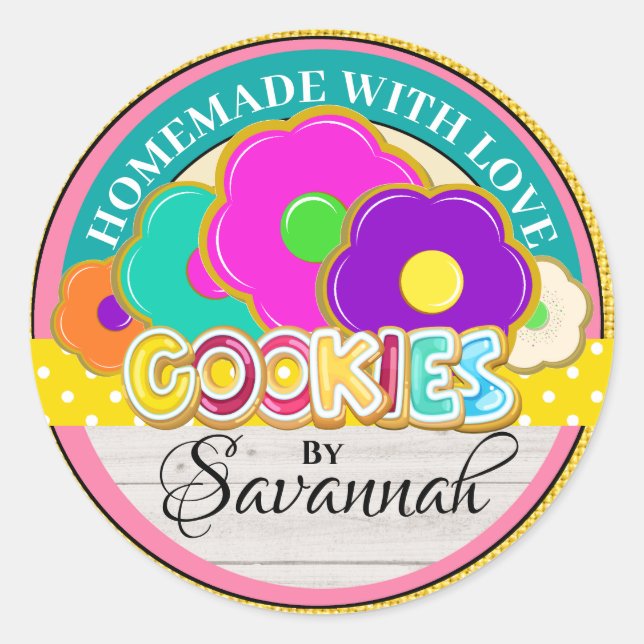 Homemade med Kärlek-märke Runt Klistermärke (Framsida)