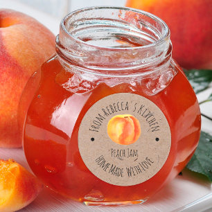 Homemade med kärlek Peach Sylt-etikett Runt Klistermärke