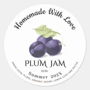 Homemade med Kärlek PLUM Sylt sommaren 202X Runt Klistermärke