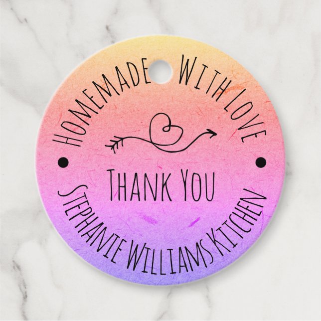 Homemade med Kärlek | Rainbow Kraft Papper Tack Gåvor Etiketter (Framsida)