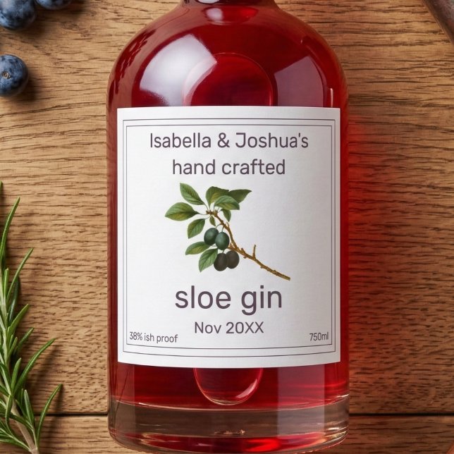 Homemade med kärlek Sloe Gin-etikett Spritflaskor Etikett (Skapare uppladdad)