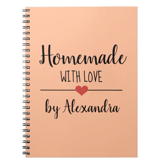 Homemade med kärlek svarta orange Namn Recipe Anteckningsbok (Framsidan)