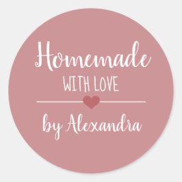 Homemade med kärlek vintage rosa-skriptanpassning runt klistermärke